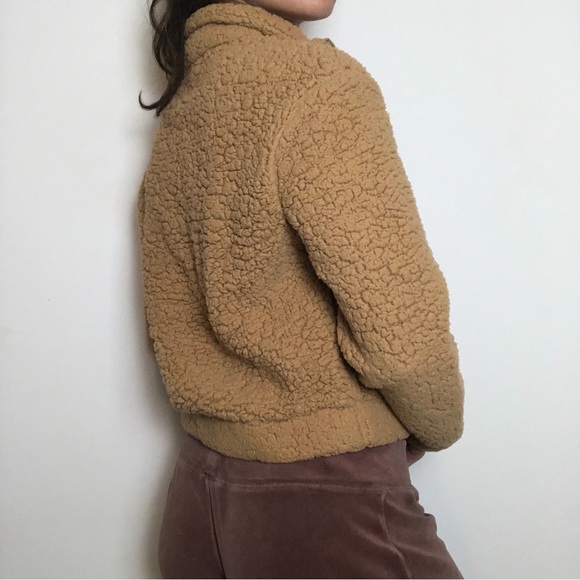 Light Brown Fuzzy Quarter Zip Jacket! - Picture 2 of 4